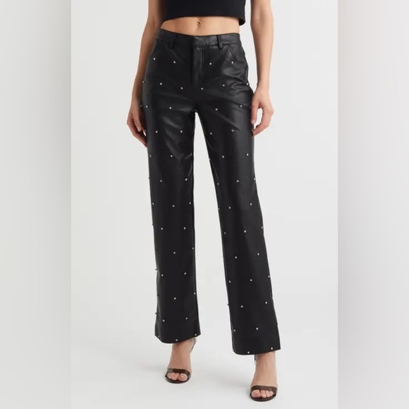 Mistress Rocks Hotfix Low Rise Faux Leather Pants - Size Small - Picture 1 of 7